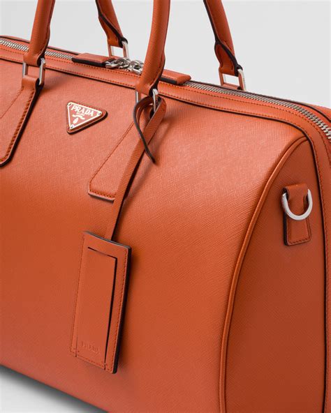 prada saffiano lux bag papaya turquoise|Papaya Saffiano Leather Travel Bag .